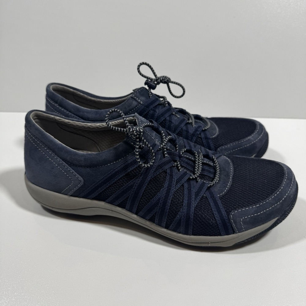 Dansko Henriette Blue Size‎ 9 EU 40 Bungee Lace Suede Mesh Sneakers Comfy Casual
